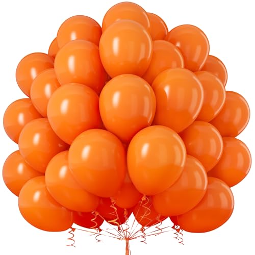 Orange Luftballons, 50 Stück Ballon 12 Zoll Matte Orange Latex Ballons mit Band für Grils Jungen Orange Thema Geburtstag Party Hochzeit Baby Dusche Halloween Karneval Veranstaltungen Dekorationen von Party Forest