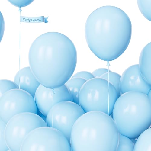 Pastellblaue Luftballons, 100 Stück 10 Zoll Verdicken Latex Macaron Babyblau Partydekorationen mit 2 Bändern für Ballons Girlande Arche Hochzeitstag Geburtstag Baby Shower Gender Reveal von Party Forest