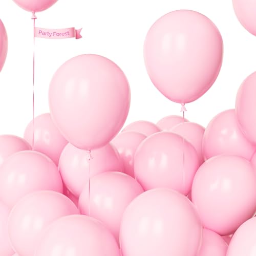 Pastellrosa Luftballons, 100 Stück 10 Zoll Verdicken Latex Macaron Baby Rosa Partydekorationen mit 2 Bändern für Ballon Girlande Arche Geburtstag Hochzeit Geburtstag Baby Shower Gender Reveal von Party Forest