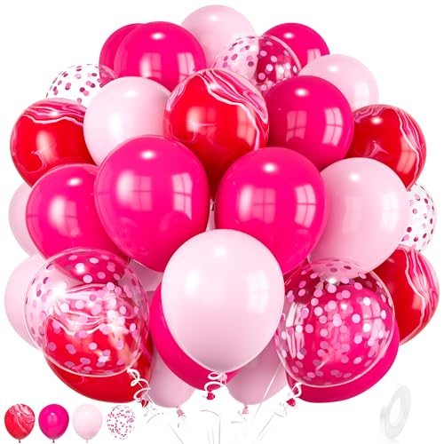 Rosa Luftballons Rosa Pink Ballons Rosa Konfetti Geburtstags Luftballons fur Hochzeit Mädchen Verlobung Babyparty Taufe Party Dekorationen (30 Stück) von Party Forest