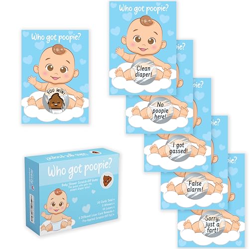 Party Hearty Entzückender Babyparty-Spaß – 50 lustige Poopie Rubbelstücke – ideal für alle Geschlechter von Party Hearty