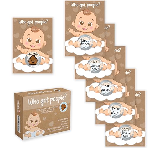 Party Hearty Entzückender Babyparty-Spaß – 50 lustige Poopie Rubbelstücke – ideal für alle Geschlechter von Party Hearty