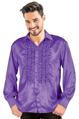 Party Pro 8653189, Chemise Disco Satin Violet, Adulte M/L von Party Pro