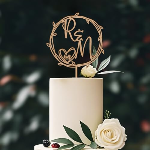 Party to Be Metallic Cake Topper Hochzeit Personalisiert mit Namen Initialen Hochzeit Braut und Bräutigam Tortenstecker Deko Verlobung Kuchenstecker aus Metallischen von Party to Be