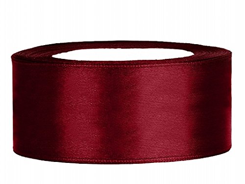 25m Satinband Satin Geschenkband bordeaux 25mm breit von PartyDeco