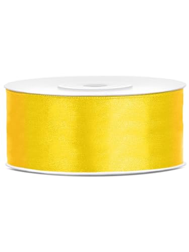 25m Satinband Satin Geschenkband gelb 25mm breit von PartyDeco