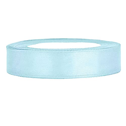 25m Satinband Satin Geschenkband hellblau 12mm breit von PartyDeco