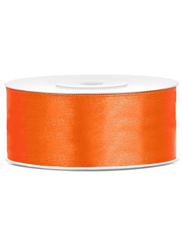 25m Satinband Satin Geschenkband orange 25mm breit von PartyDeco