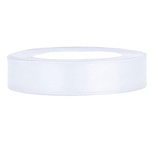 25m Satinband Satin Geschenkband weiss 12mm breit von PartyDeco