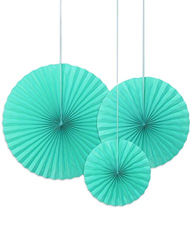 Deko Rosetten 3 Stück 40/32/23cm tiffany blue, PomPoms hängende Party Deko Girlande Mottoparty von PartyDeco