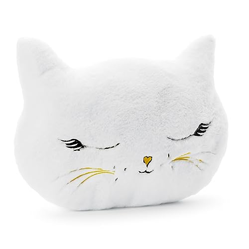 Dekokissen Katze ca. 42x32cm Kuschelkissen flauschig Plüschkissen Kinderzimmer Babyzimmer Deko weiß von PartyDeco