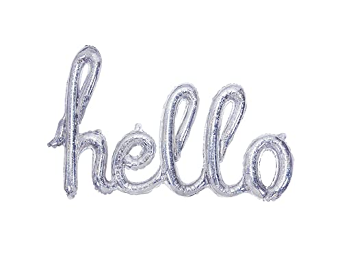 Folienballon Hello 72x45cm für Helium Luftballon Kindergeburtstag Hallo Willkommen silber/PartyDeco Folienballon Foil Mylar Sagomato Schriftzug von PartyDeco