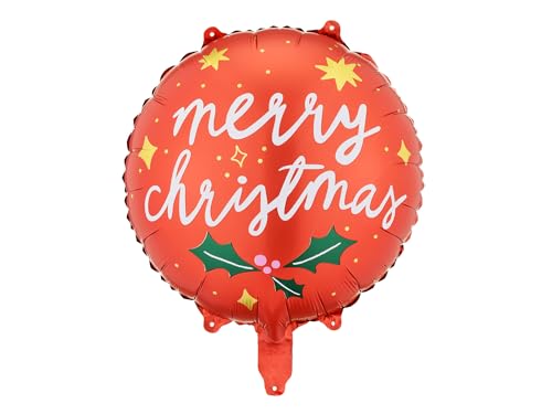 Folienballon Merry Christmas 35cm - Ballon für Helium oder Luft - Luftballon für Weihnachten - Folienluftballon Weihnachtsballon - Weihnachtsdeko & Partydeko - Rot Weiß von PartyDeco