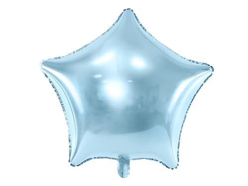 Folienballon Stern 40cm - Ballon für Helium oder Luft - Luftballon für Babyparty Geburtstag Hochzeit - Folienluftballon als Geburtstagsdeko Partydeko Hochzeitsdeko - Hellblau von PartyDeco