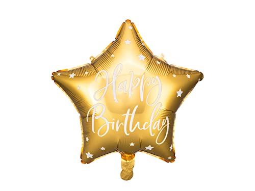 PartyDeco Folie Ballon Stern geformt mit Happy Birthday Nachricht Gold für Hel Air Geburtstag Dekoration Hanging Girlnda Ballon Dekoration von PartyDeco