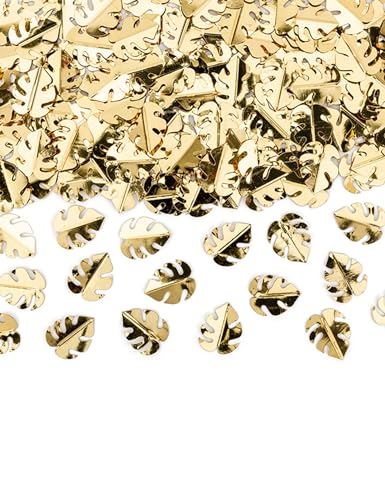 Konfetti Blätter 1,5x2cm 15g Tischdeko Streudeko Tischkonfetti Confetti Tropenblätter Monstera gold von PartyDeco