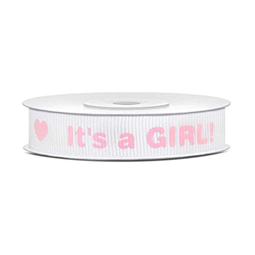 PD Band Geschenkband Dekoband Mädchen It's a Girl 12mm x 10m zur Geburt Taufe von PartyDeco