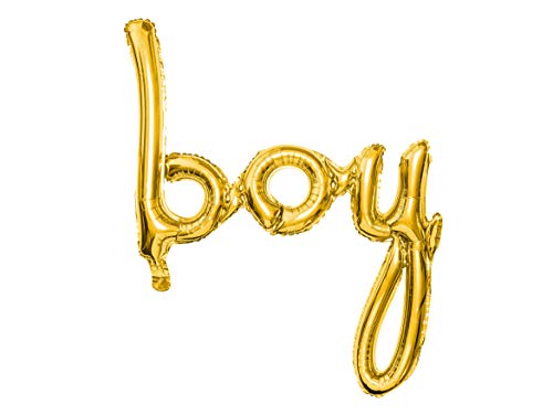 PartyDeco Folienballon Boy Junge Aufschrift in Gold- Dekoration für Gender Reveal Baby Shower- Luftballon für Hel Luft Größe ca 63,5x74 cm Ballongirlande für Geburtstag Geburtstag von PartyDeco