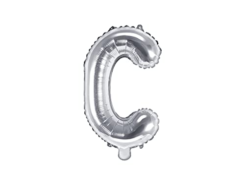 PartyDeco Folienballon Buchstabe "C" Silber-Geburtstag Hochzeit Jahrestag Folienballon Buchstabe "C"- Silber Größe ca. 35 cm Verlobung Silvesterparty Folienballon Hel Deko von PartyDeco