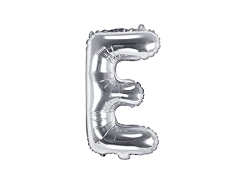 PartyDeco Folienballon Buchstabe "E" Silber-Geburtstag Hochzeit Jahrestag Folienballon Buchstabe "E"- Silber Größe ca. 35 cm Verlobung Silvesterparty Folienballon Hel Deko von PartyDeco