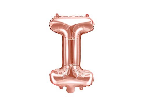 PartyDeco Folienballon Buchstabe "I" Roségold-Geburtstag Hochzeit Jahrestag Folienballon Buchstabe "I"- Rosegold Größe ca. 35 cm Verlobung Silvesterparty Folienballon Hel Deko von PartyDeco