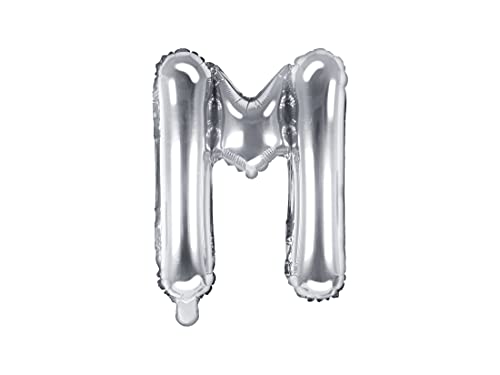 PartyDeco Folienballon Buchstabe "M" Silber-Geburtstag Hochzeit Jahrestag Folienballon Buchstabe "M"- Silber Größe ca. 35 cm Verlobung Silvesterparty Folienballon Deko von PartyDeco