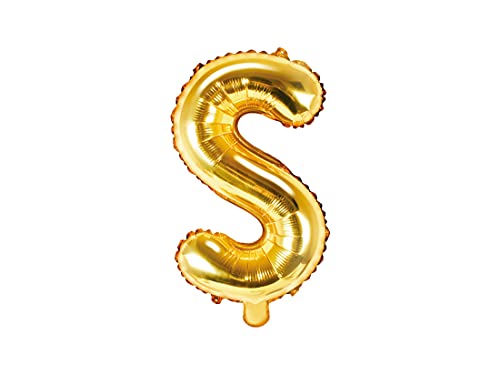 PartyDeco Folienballon Buchstabe "S" Gold-Geburtstag Hochzeit Jahrestag Folienballon Buchstabe "S"- Gold Größe ca. 35 cm Geburtstag Hochzeit Verlobung Silvesterparty Folienballon Hel Deko Geburtstag von PartyDeco