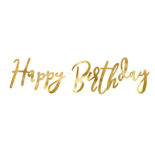 PartyDeco Happy Birthday gold Spiegel Banner 16,5x62 cm Geburtstag Party Geburtstagsfeier Geburtstagsparty Event Geburtstagsfest Party Dekoration von PartyDeco