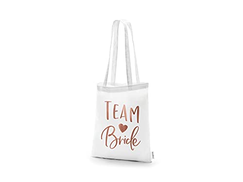 PartyDeco Hen Night Baumwolle Handtasche Multi-Use Tasche mit Team Braut Inschrift weiß Hochzeit Dekoration für Braut und Brautjungfern von PartyDeco