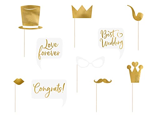 PartyDeco Hochzeit Foto Gadgets Hochzeit Photo Booth Zubehör Kit Halter Requisiten für Parteien Foto-Session Selfie Bräutigam Braut Brautjungfer Glückwunsch Liebe von PartyDeco