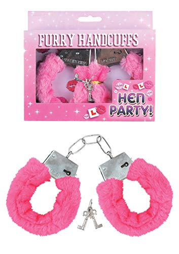 PartyDeco Metall Handschellen mit Pelz Rosa mit Schlüssel Geschenk für 18. Geburtstag Party Bondage Handschellen Lustige Gadget Joke Erotische Handschellen von PartyDeco