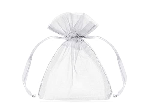 PartyDeco Organza Beutel – Organzasäckchen Gastgeschenke Tischdeko Hochzeit Pralinentüten – Weiß, 10 cm, 20 Stück von PartyDeco