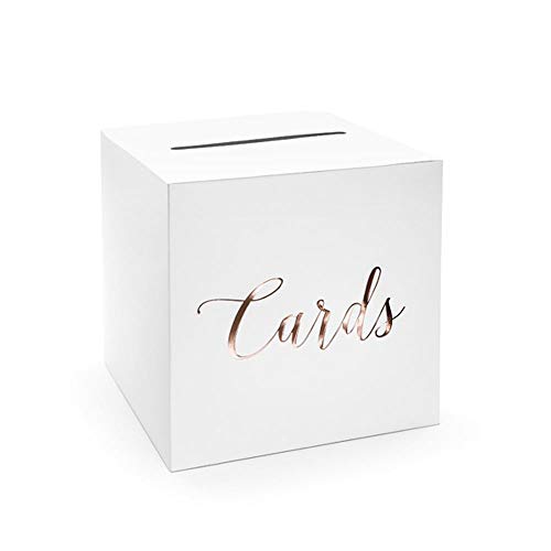 PartyDeco Geschenkbox, Gastgeschenk, Hochzeitsbox, Geldbox, Kartenbox - 24 x 24 x 24 cm - Geschenkkartenbox für Hochzeitsempfänge, Geburtstage, Abschlussfeiern, Braut-, Babypartys - Rose Gold von PartyDeco