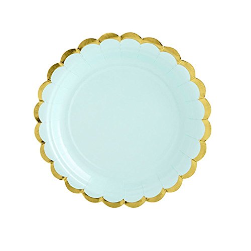 Yummy Colours Party Plates : Mint and Gold by Party Deco - 18cm - 6pk von Luck and Luck