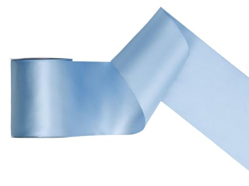 PartyDeco Satin Geschenkband Babyblau hellblau 25m 100mm breit von PartyDeco