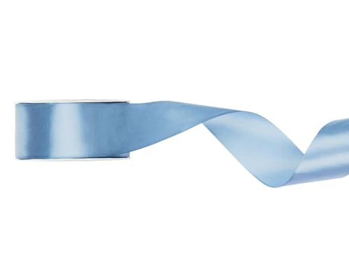 PartyDeco Satin Geschenkband Babyblau hellblau 25m 25mm breit von PartyDeco