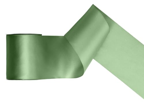 PartyDeco Satin Geschenkband Salbei grün 25m 100mm breit von PartyDeco