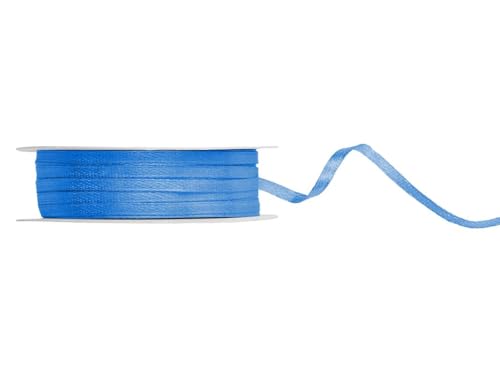 PartyDeco Satin Geschenkband blau 50m 3mm breit von PartyDeco