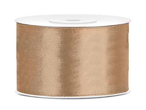 PartyDeco Satin Geschenkband helles Gold 25m 38mm breit von PartyDeco