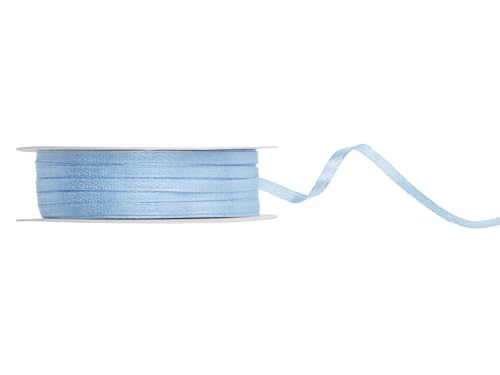 PartyDeco Satin Geschenkband himmelblau hellblau 50m 3mm breit von PartyDeco