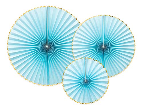 PartyDeco Satz von Papier Rosetten- Hellblau- Dekoration hängende Fans Papier Rosetten Stern Papier Pumpen Löschpapier Silvester Hochzeit Geburtstag Baby Shower hängende Dekorationen von PartyDeco