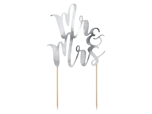 Cake Topper Mr & Mrs 25,5 cm x 1 Stück Tortendeko Kuchendeko Tortenstecker Tortenfigur Hochzeit silber/Tortentopper mit Schriftzug Mr&Mrs- silberne Hochzeitstorte Topper von PartyDeco