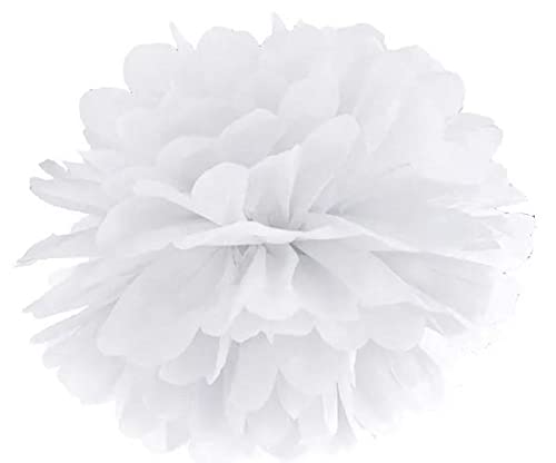 PartyDeco Weißes Seidenpapier Pompon 35cm Hochzeit Geburtstag Taufe Weihnachten Kommunion Silvester Karneval Valentinstag von PartyDeco