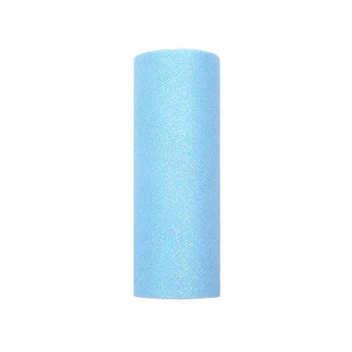 PartyDeco tiug15 – 011-karton – Rolle Tüll Glitter Hellblau von PartyDeco