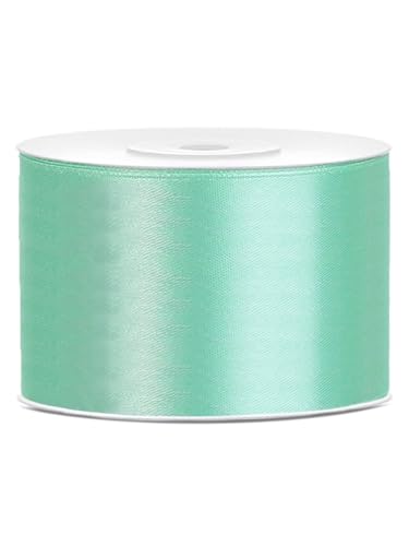 Satinband, mint, 50 mm x 25 m, Schleifenband Dekoband von PartyDeco