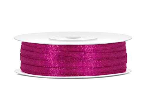 Satinband Breite: 3 mm Länge: 50 m (fuchsia) von PartyDeco