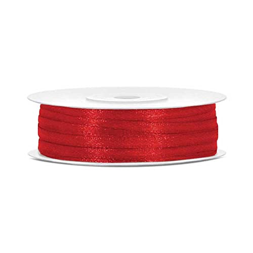 Satinband Breite: 3 mm Länge: 50 m (rot) von PartyDeco