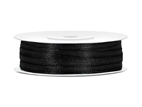 Satinband Breite: 3 mm Länge: 50 m (schwarz) von PartyDeco