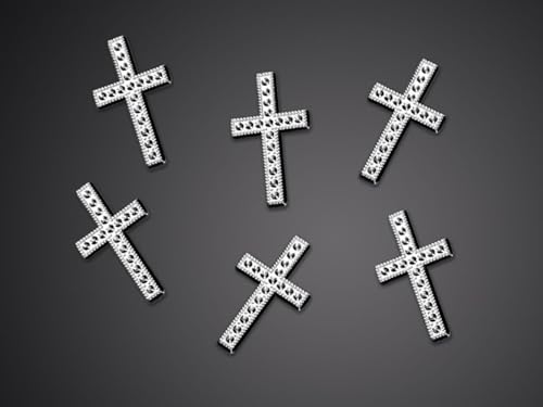 Streudeko Kreuz Kunststoff 2,7cm silber 25er Set - zur Taufe, Kommunion, Konfirmation, Hochzeit und zum Basteln von PartyDeco