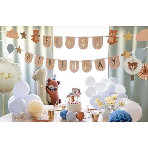 Teddybär 1. Geburtstag Banner Kinder Mädchen Jungen Erster Geburtstag Party Hängende Dekoration Erster Geburtstag Wandschild Teddybär Hintergrund von PartyDeco